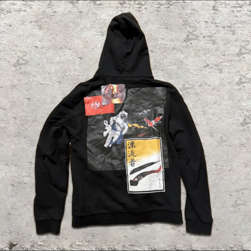 Raf Simons 15AW Archive太空漂流者印花拼贴连帽卫衣 情侣款外套