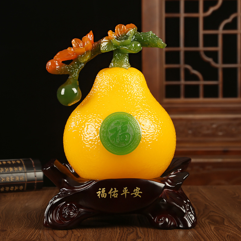 福佑平安柚子摆件创意家居客厅酒