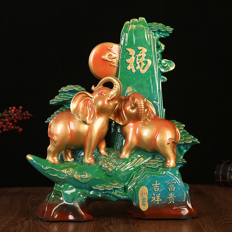 富贵吉祥大象树脂工艺品摆件现代