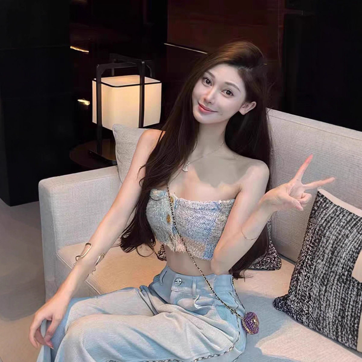 -纯欲性感抹胸小背心女甜辣妹外穿设计感纯欲短款上衣,女装/女士精品,抹胸,淘宝优惠券,粉丝福利购,淘宝优惠卷