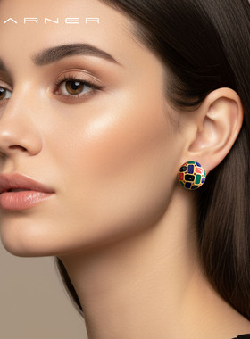 Joseph Warner小众中古珐琅耳钉珍宝乐园宫廷耳环彩色新年耳饰女