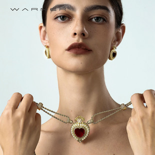 JosephWarner轻奢镀金海洋之心项链原创中古首饰夸张吊坠锁骨链女