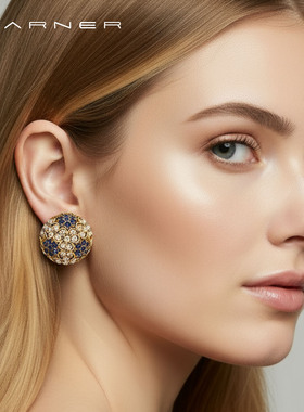 Joseph Warner复古耳钉中古无界华丽宫廷锆石耳环高级新年耳饰女