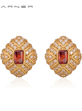 Joseph Warner复古红宝石耳钉巴黎旧梦耳环轻奢新年金色耳饰女