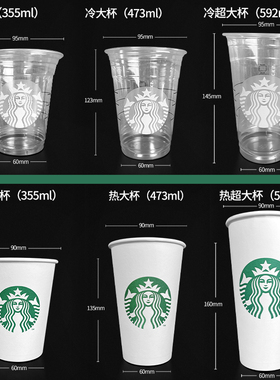 星爸爸咖啡杯店用一次塑料冷冰杯纸杯外卖手提袋吸管咖啡饮品杯子