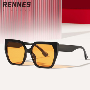 雷恩新款太阳镜渐变方框猫眼sunglasses欧美棕色墨镜uv外贸