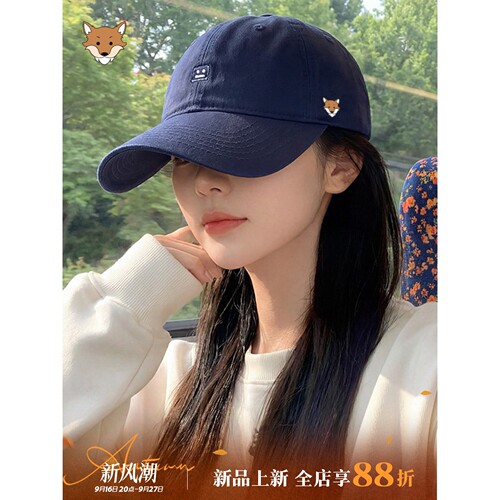 英国April Fox小狐狸韩版鸭舌帽子女2026新款秋宽帽檐软顶棒球帽