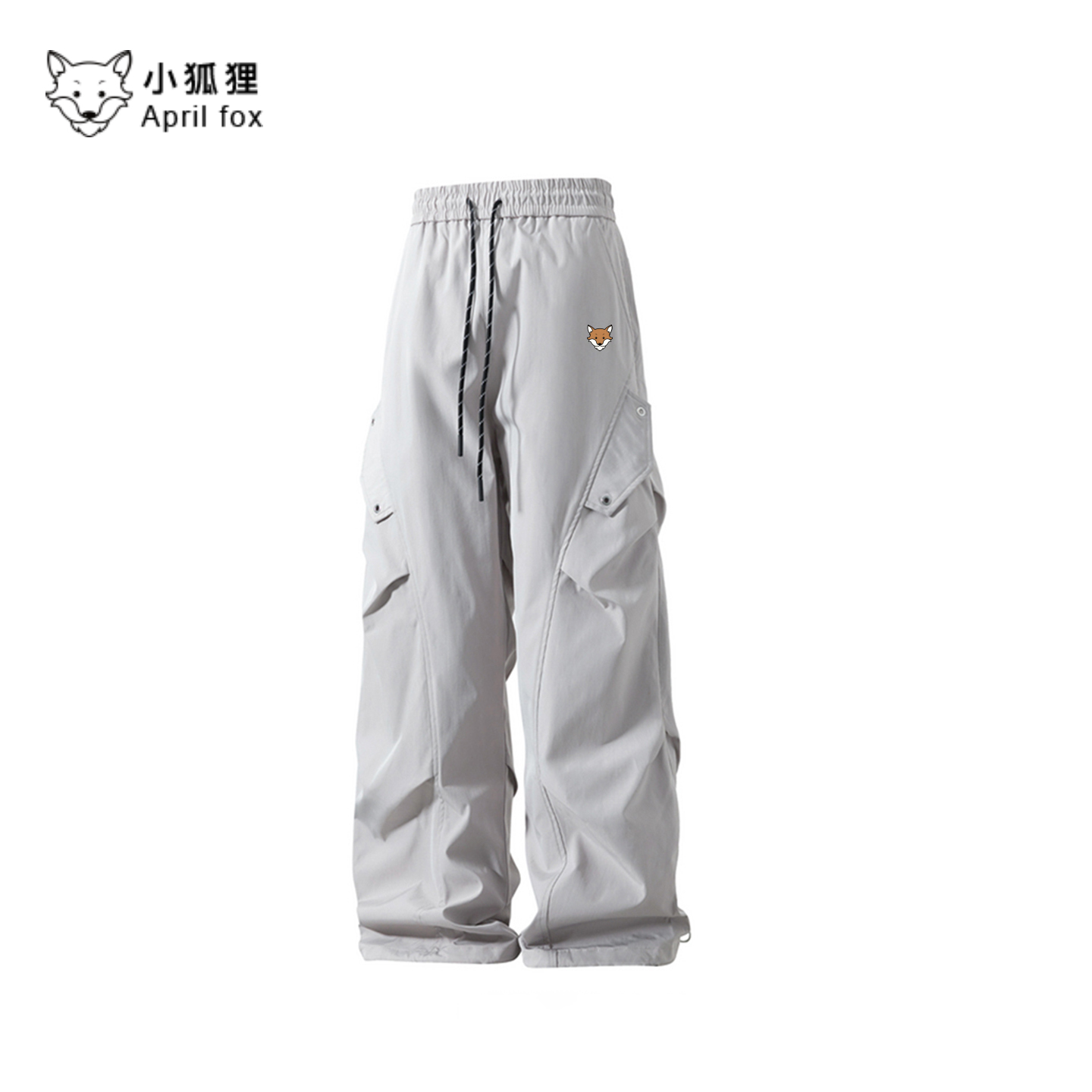 小狐狸户外运动机能冲锋裤子男休闲裤防泼水登山工装抽绳直筒垂坠