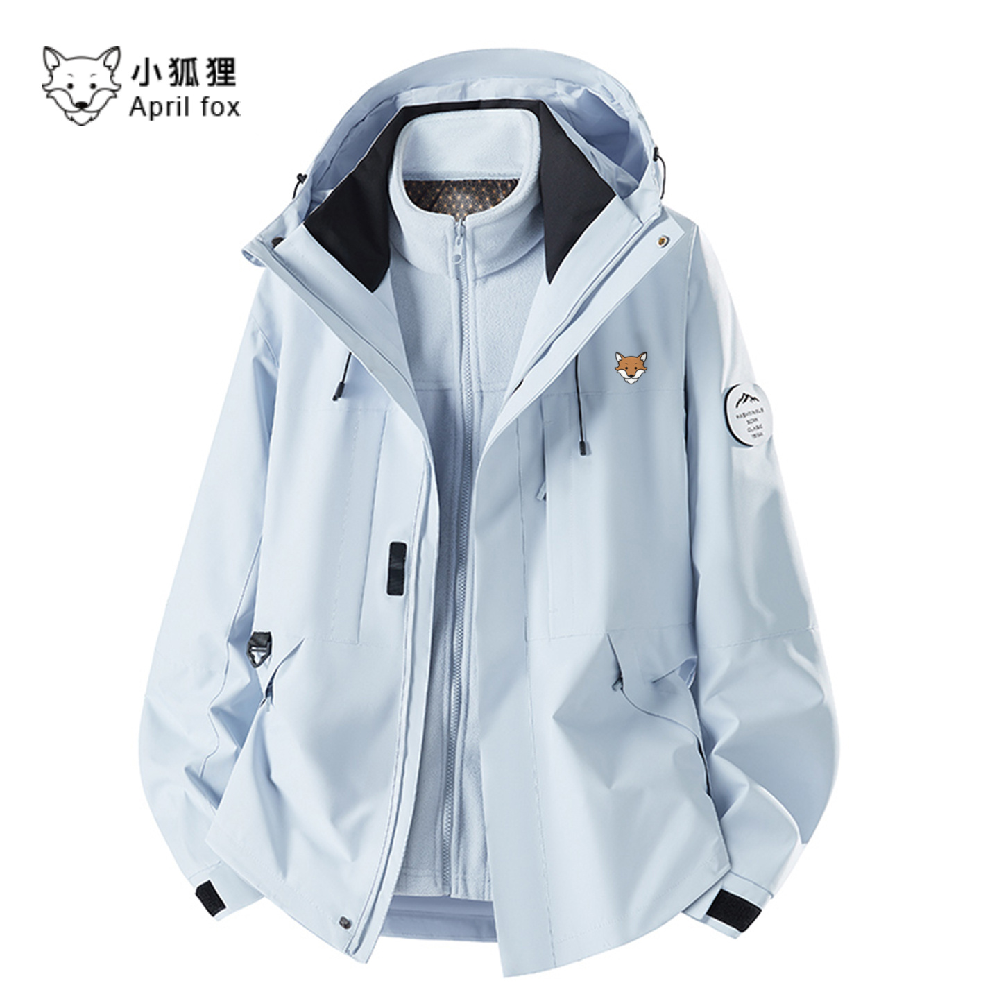 小狐狸防泼水美式机能三合一冲锋衣外套男款秋冬季防水防风夹克