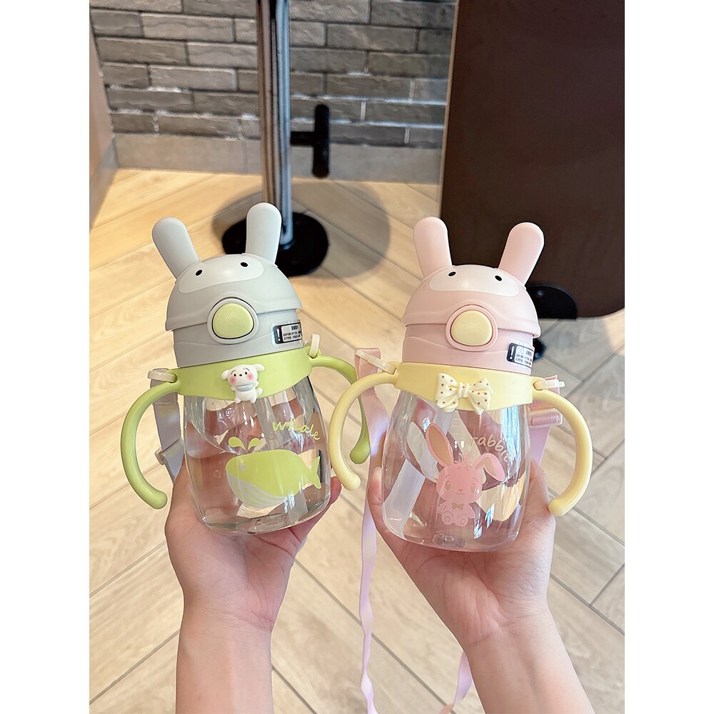 可爱吸管杯幼儿园带手柄防摔小学生便携水壶高颜值1岁宝宝喝水杯