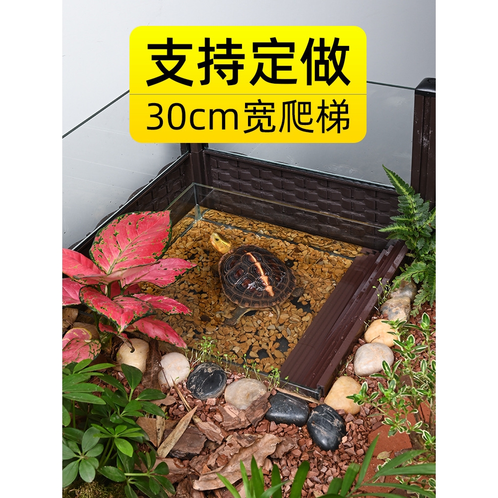 黄缘龟泡澡盆玻璃缸大水池安缘半水龟水盆造景养殖箱用品垒德株