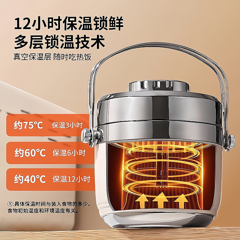 304不锈钢高档保温饭盒上班族带饭冬天双层家用保温桶学生保温桶