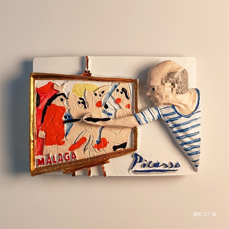 西班牙画家毕加索创意旅游纪念品立体彩绘树脂磁性冰箱贴礼物其他