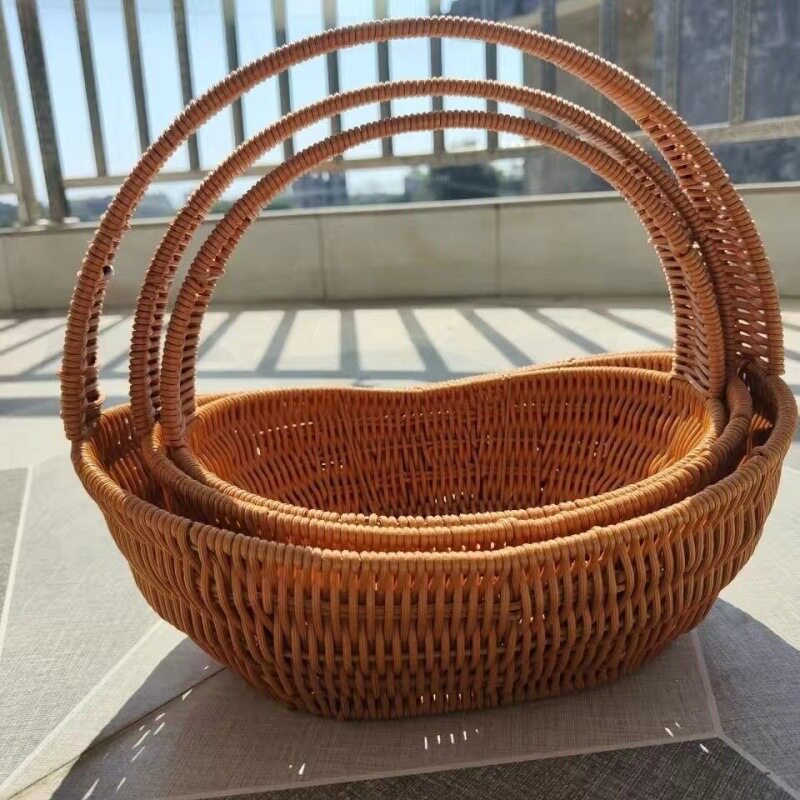 手工编菜蓝子纯竹竹筐竹篓购物手提篮竹篮子水果篮环保菜篮振尾荣