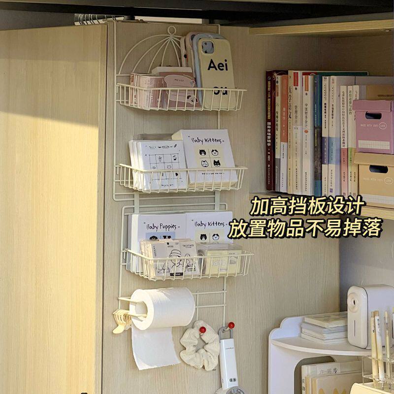 学生宿舍卧室收纳架寝室书桌上侧面置物架下铺高颜值铁艺挂篮挂架