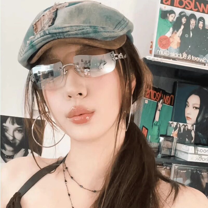甜心辣妹千禧小野猫牛仔贴布前进帽女小帽檐鸭嘴帽显瘦贝雷帽古早