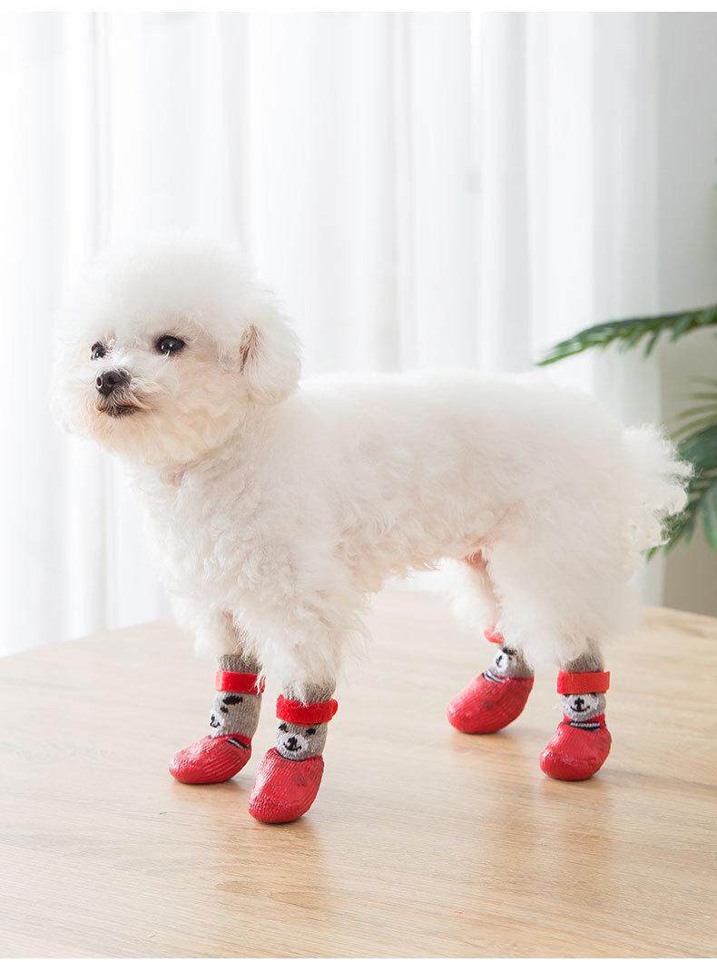 Обувь для собак 狗狗鞋子小型犬冬季脚套泰迪不掉脚宠物小狗防水防掉比熊犬雪纳瑞