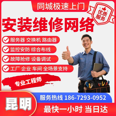 云南昆明同城安装维修网络上门路由器监控布线调试防火墙交换机房