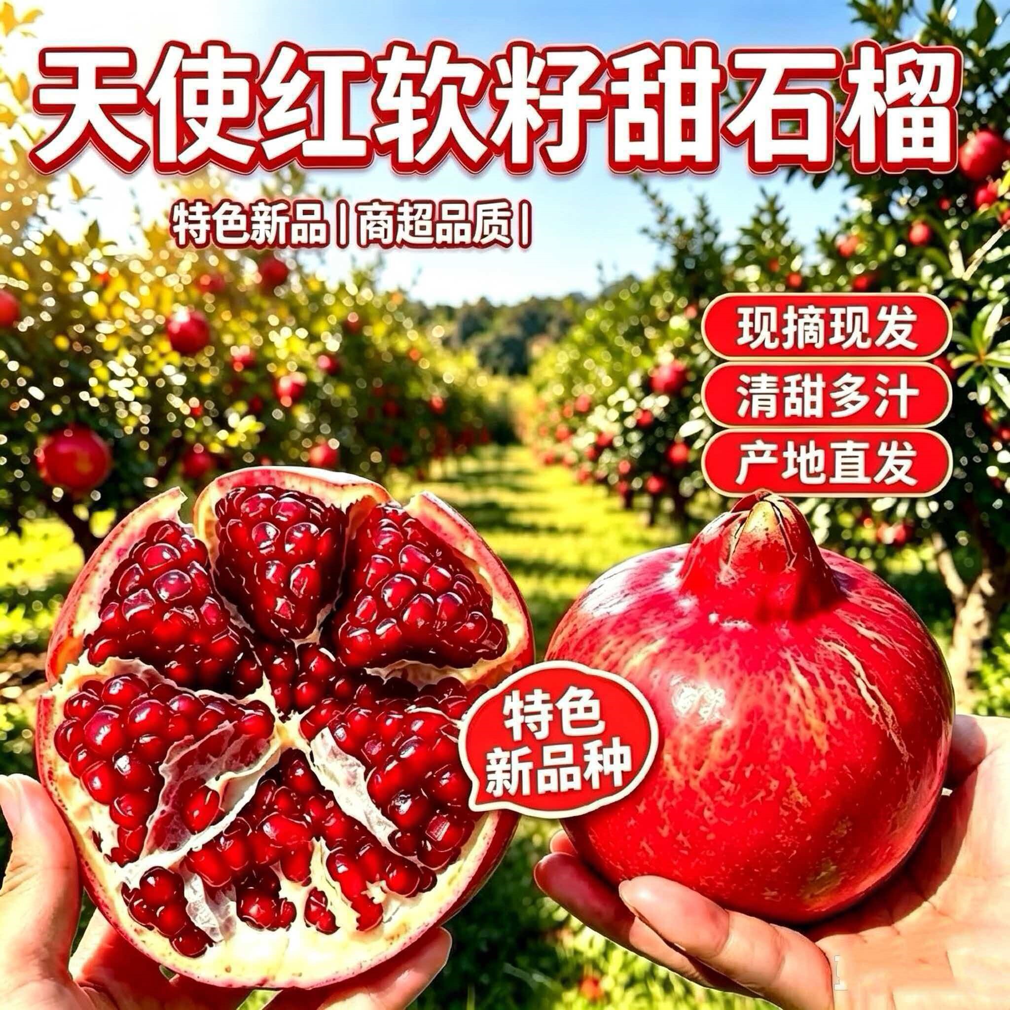 云南大理金秋红天使红软籽甜石榴新鲜薄皮突尼斯红宝石黑紫石榴大