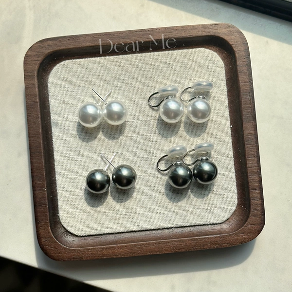 施家珍珠耳钉女正圆强光无暇圆珠