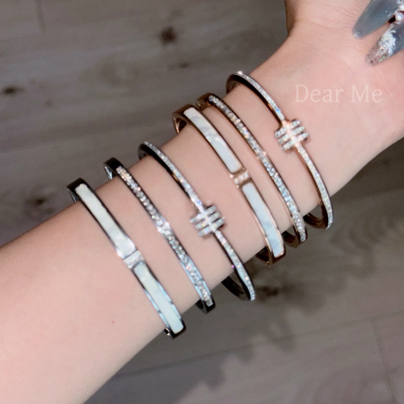 蝶觅家 通体钛钢不掉色手镯百搭高级满钻手环配饰