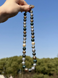 蝶觅家 黑蝶皇后白蝶皇后进口施家大溪地混彩男女珍珠项链