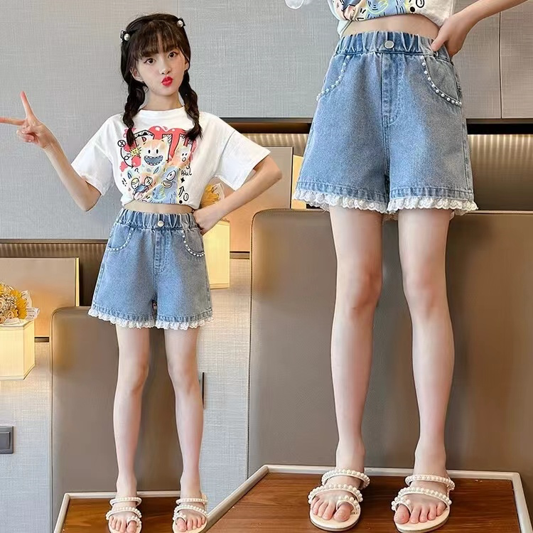 女童牛仔短裤2025新款夏装时髦洋气儿童女孩大童裤子薄款韩版热裤