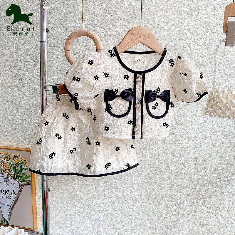 女童套装2026新款夏季儿童洋气时髦短袖半身裙小香风宝宝两件套