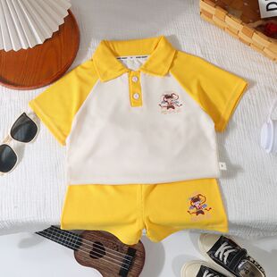 女童夏季短袖套装2026新款儿童酷帅夏polo衫衣服潮男童翻领两件套