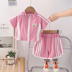 女童运动套装夏装2025新款儿童洋气时髦1234岁小童时尚短裤两件套
