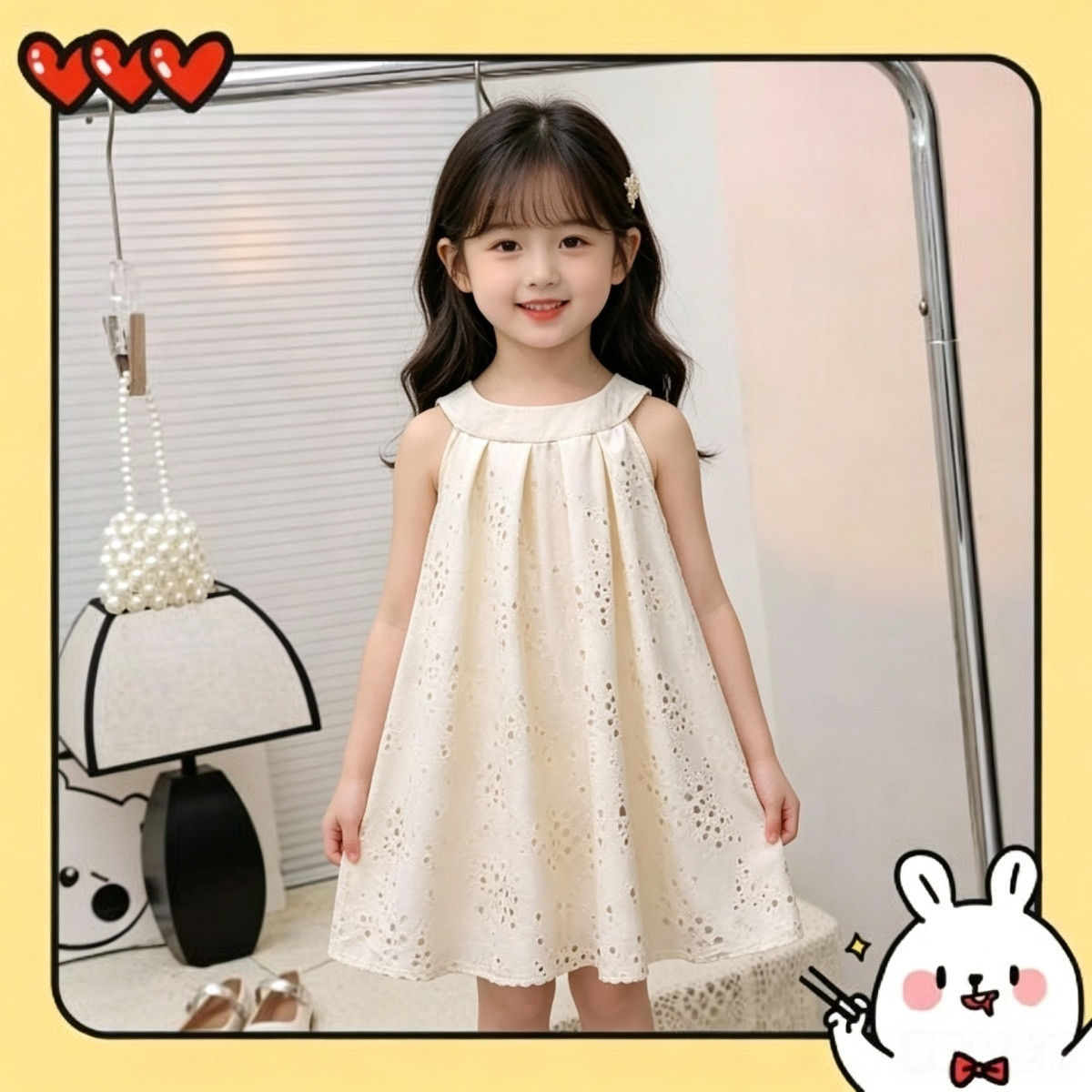 女童连衣裙2026夏季新款女宝宝纯色无袖圆领A字裙甜美公主裙薄款