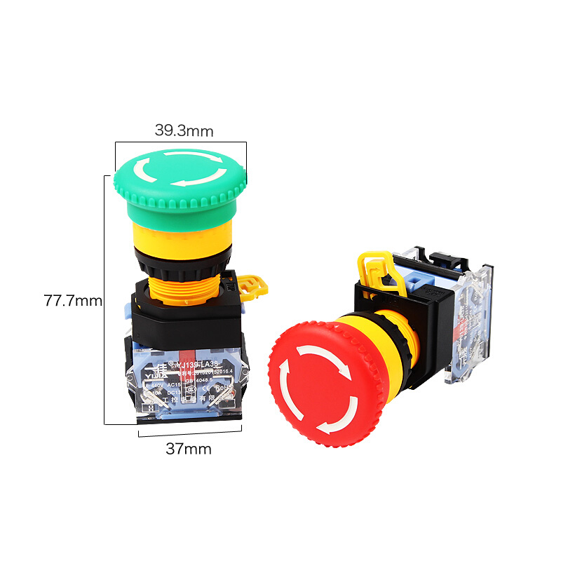 。一佳电源启动停止LA38-11ZS自锁紧急开关 蘑菇头22mm急停按钮开