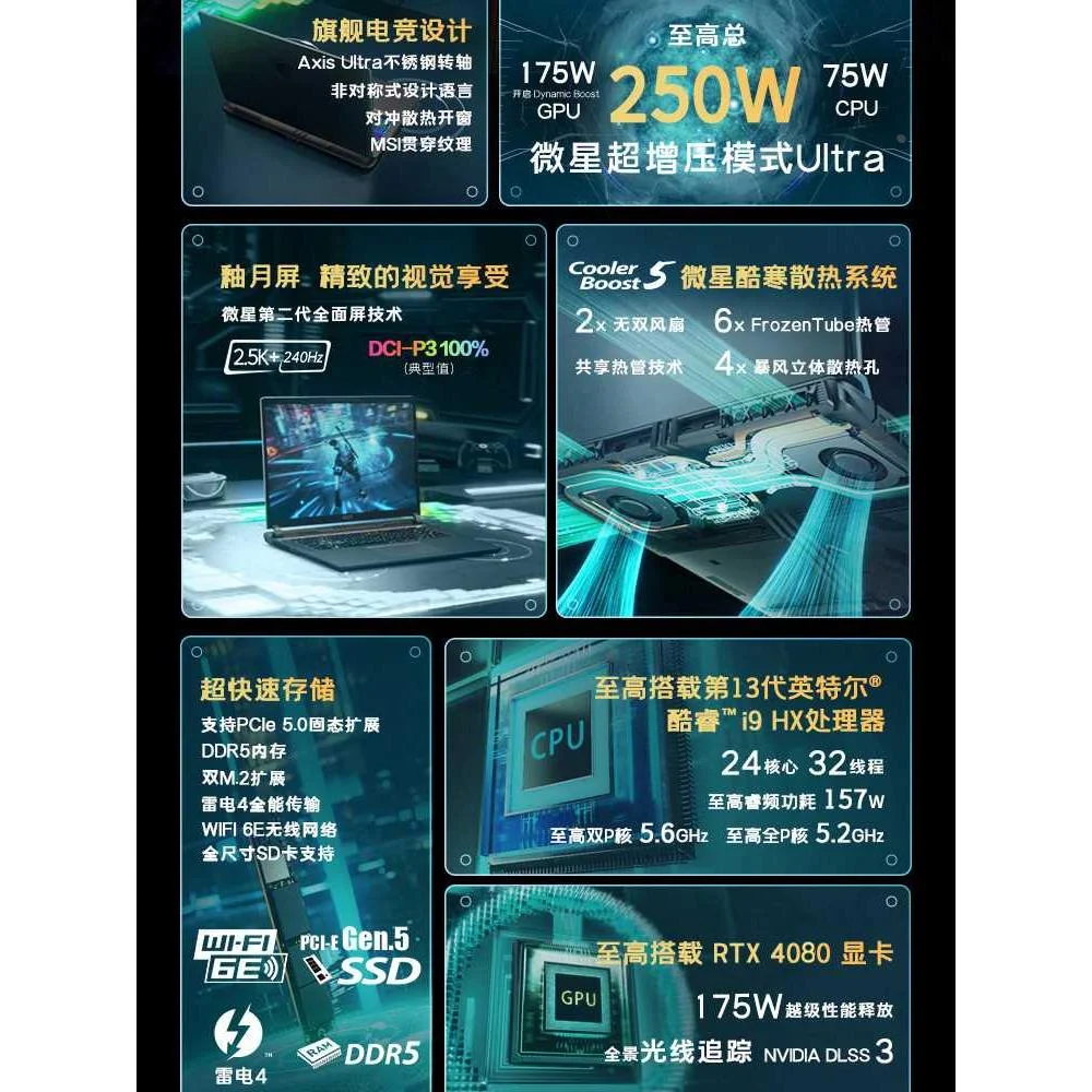 MSI微星泰坦17/GP68HX本游戏i9设4080计4060学生GP78笔记本16新品