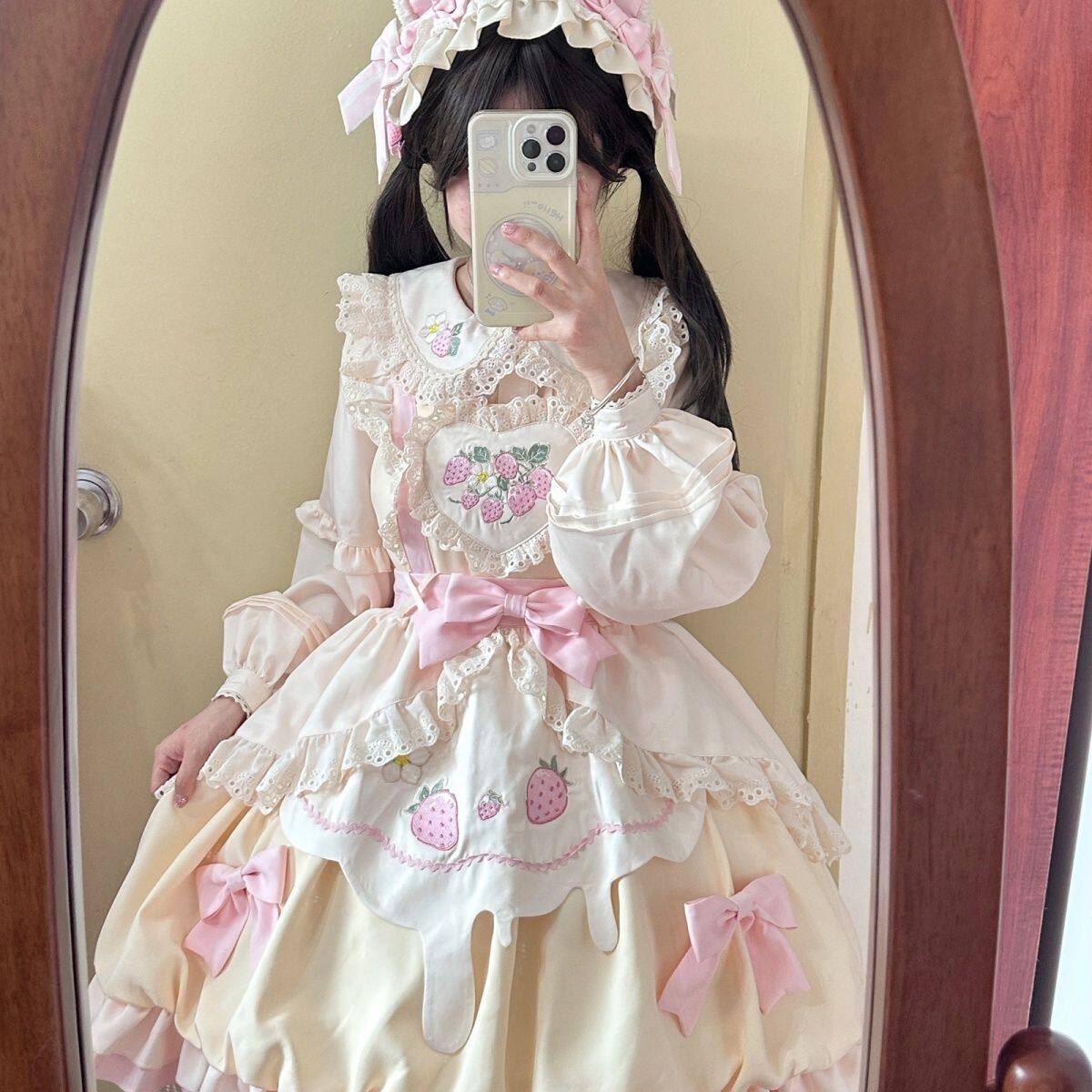 Юбка Bubble bear оригинального дизайна с милой клубничной лолитой sweet girl Jsk Lolita Lo Изображение 1