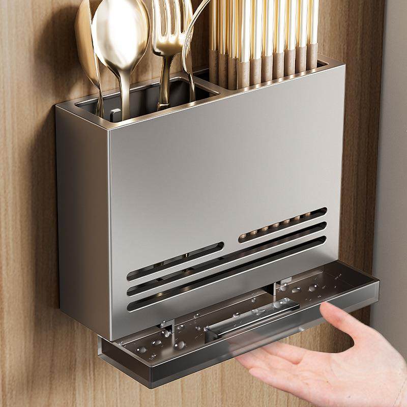 筷子筒篓置物架厨房壁挂式免打孔餐具勺子筷笼刀架家用沥水收纳盒,餐饮具,餐具笼/架,淘宝优惠券,粉丝福利购,淘宝优惠卷