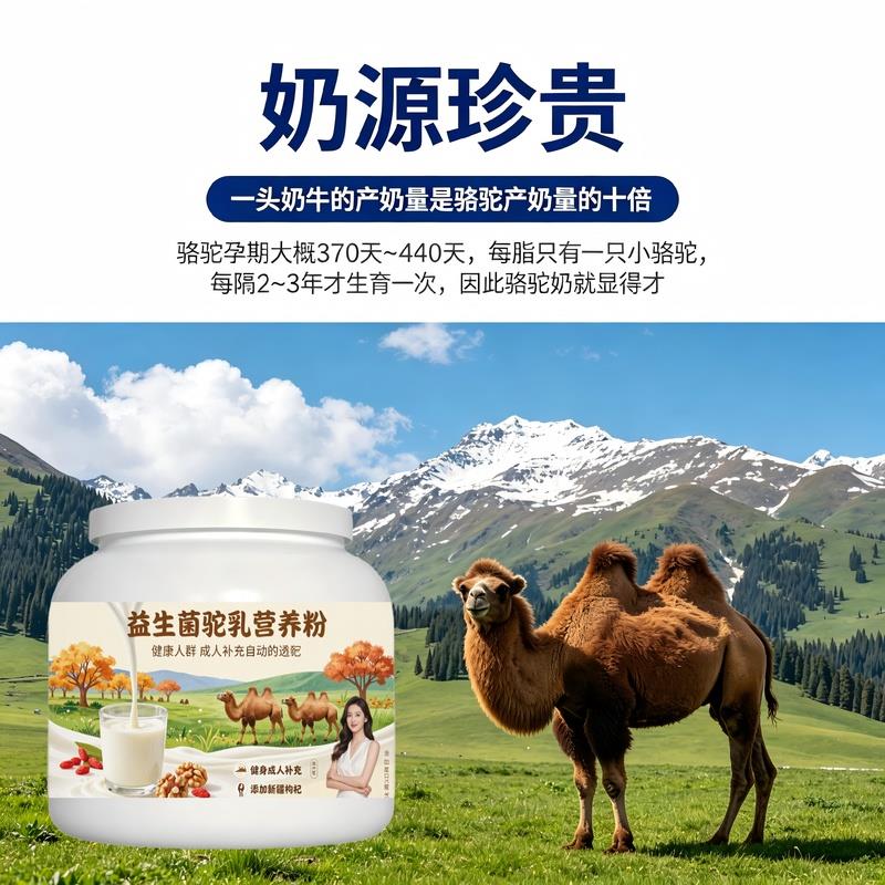 健身补充益生菌驼乳粉居家食补零蔗糖高蛋白驼乳粉牧场正品初乳配