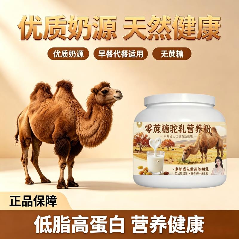 中老年零蔗糖驼乳粉温冲速溶高蛋白丰富骨骼驼奶粉沙漠有机100