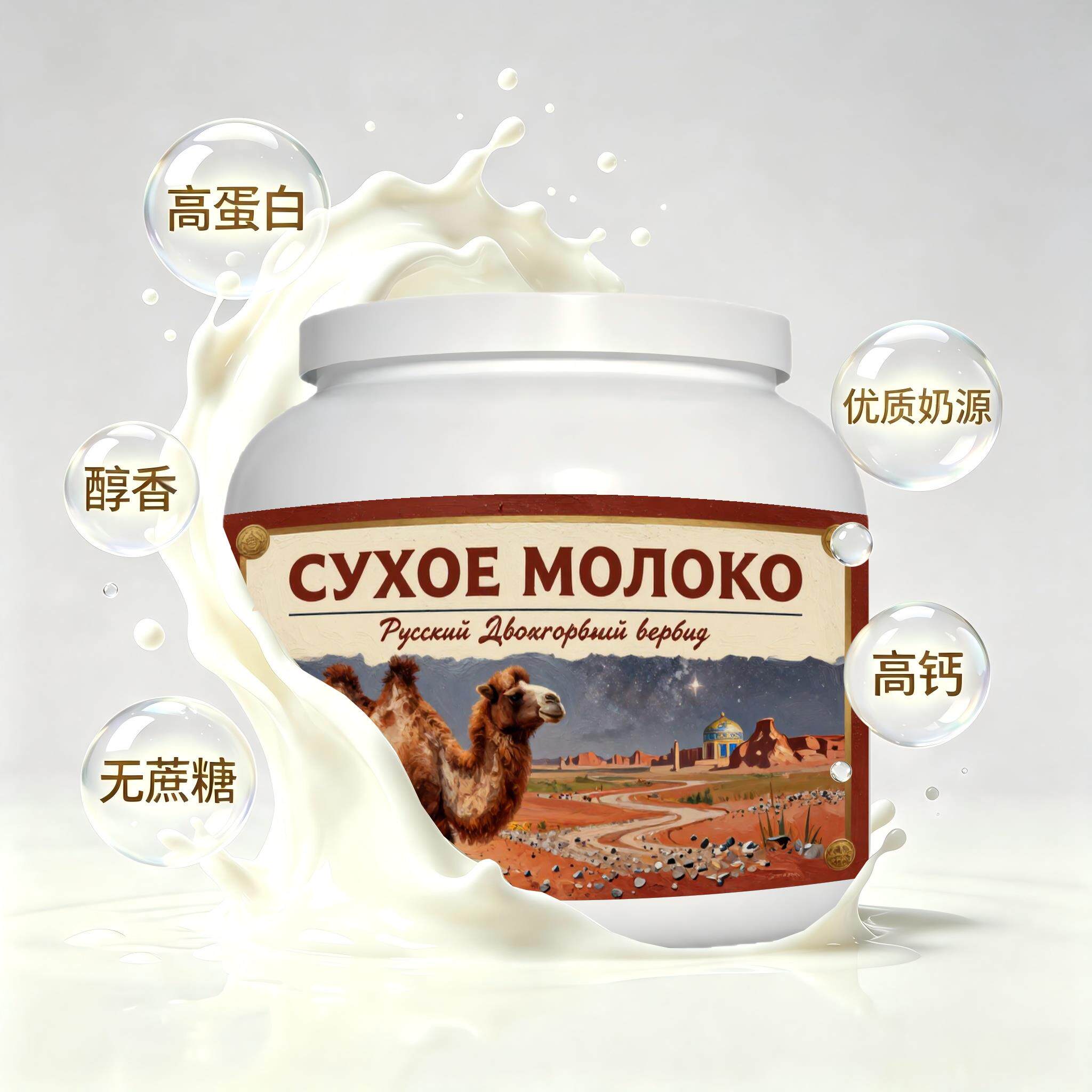 俄罗斯原装进口优选奶源益生菌驼奶粉三餐粉质顺滑职场人口感绵柔