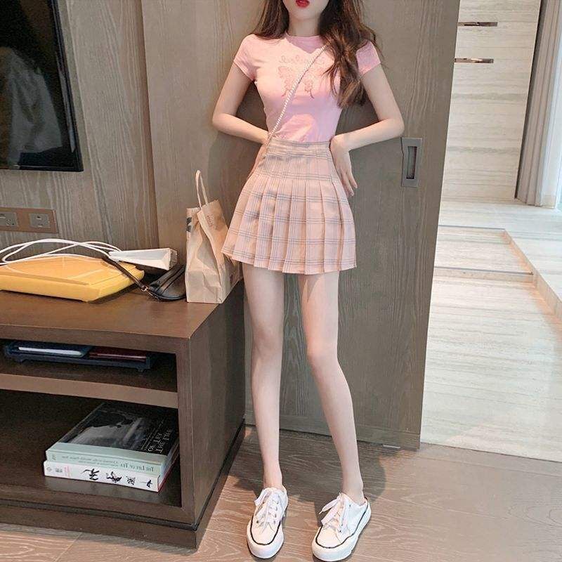 新小个子显高韩剧网红气质女神可盐可甜炸街百褶短裙两件套装女夏