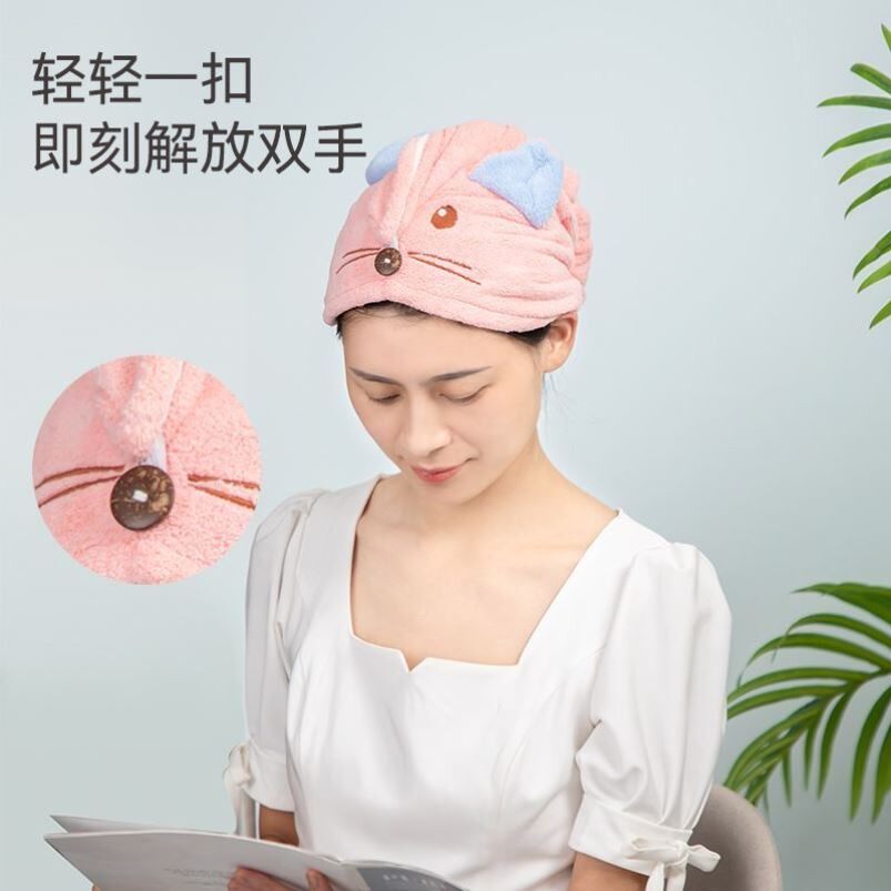 超双层加厚强吸水干发帽母女长头发包巾头毛帽浴WAD帽干发速干神