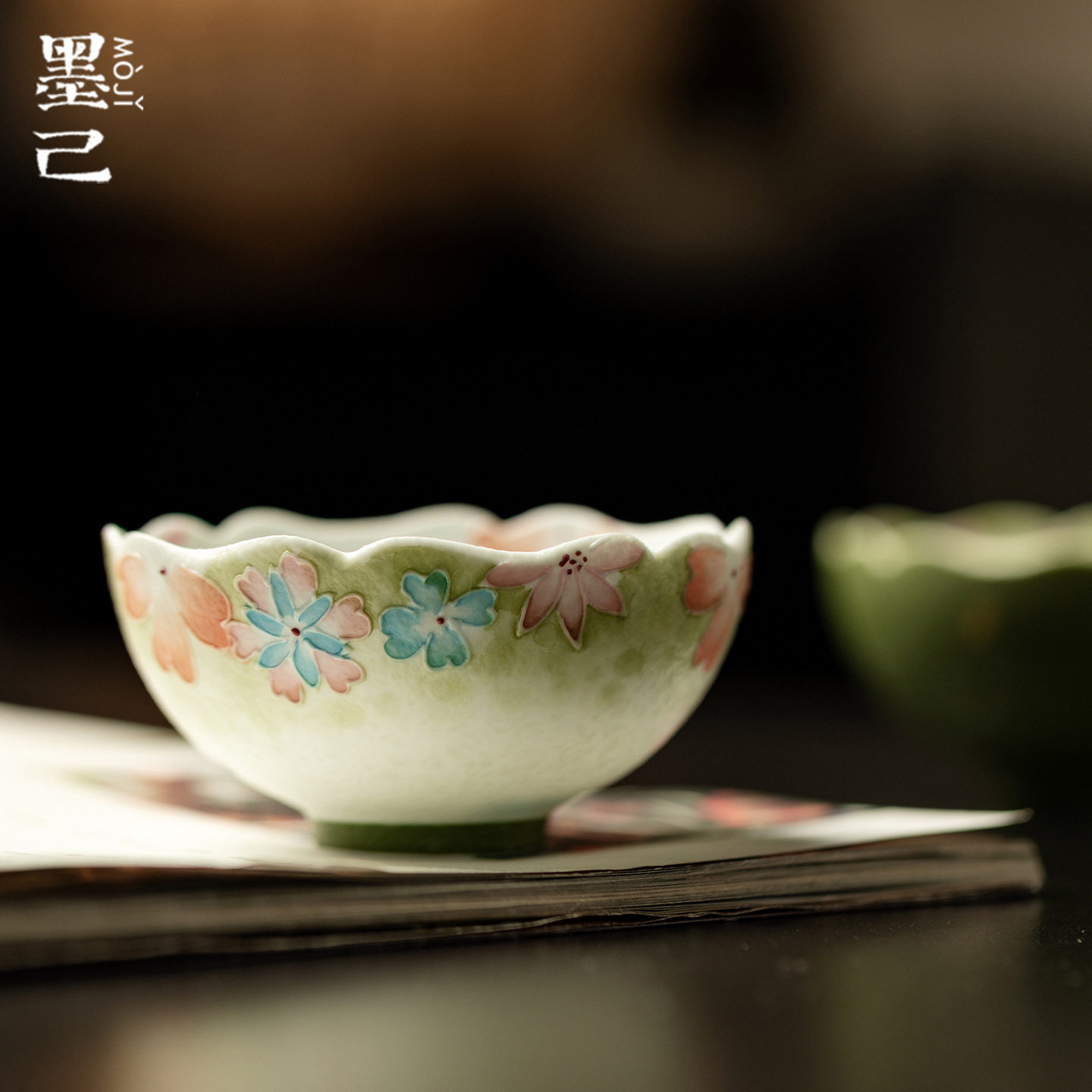 墨己小青柑手绘花屿陶瓷家用主人杯功夫茶具仿古茶杯单杯品茗杯