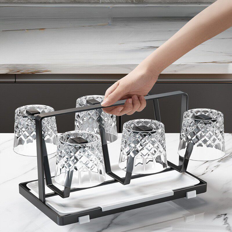 杯子收纳置物架双层客厅放茶具茶杯沥水架厨房桌面水杯收纳架子