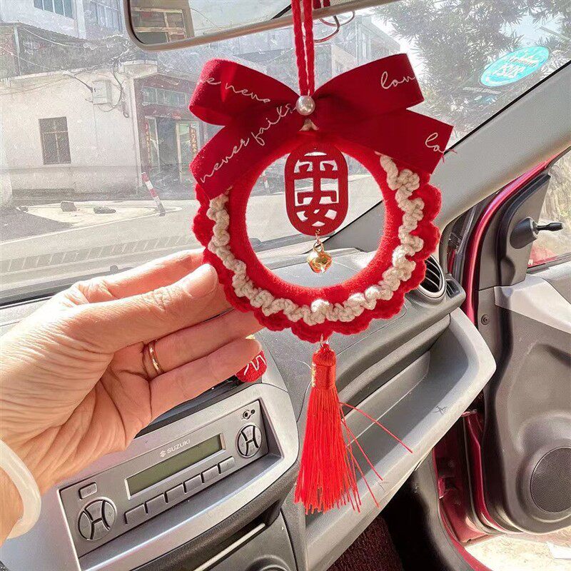 女神创意挂件新年红色平安手工车内吊坠圣诞吊饰车饰后视镜款礼物