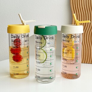 茶水分离泡茶杯带刻度喝水杯高硼硅玻璃杯女生带盖随手杯吸管杯子