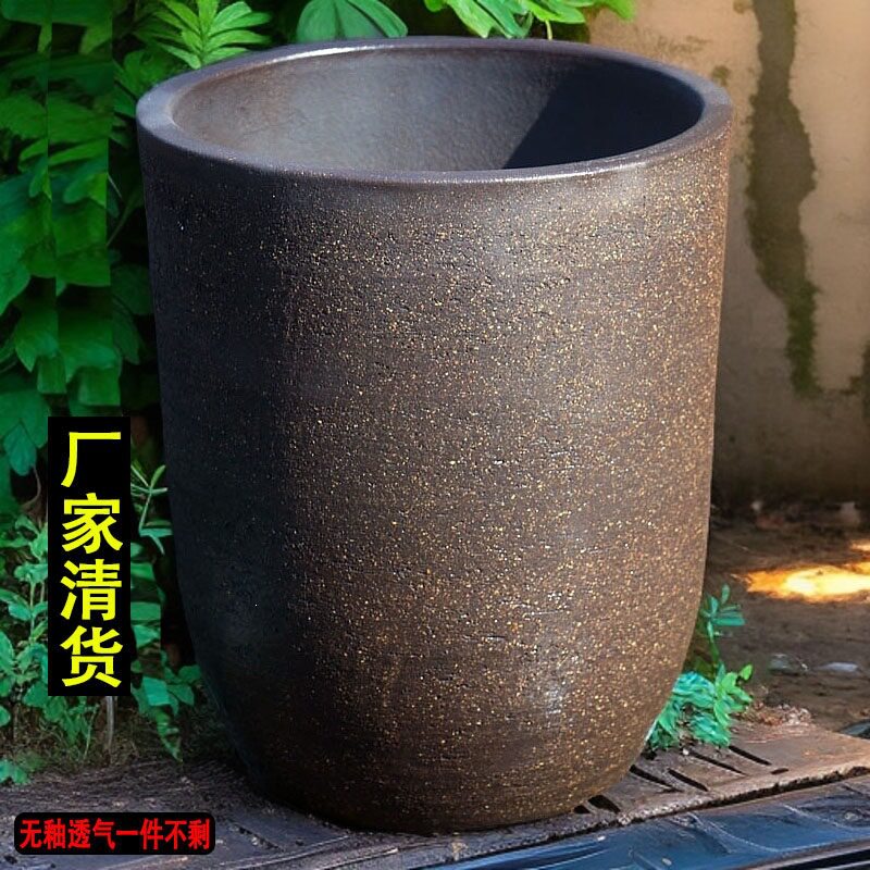 无釉土陶花盆透气粗陶罐高筒紫砂多肉盆素烧吊兰陶盆月季三角梅盆