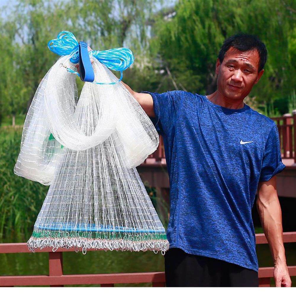 撒网飞盘网手抛网渔网工具逮鱼捉鱼网龙虾网虾笼泥鳅小加厚网铁链