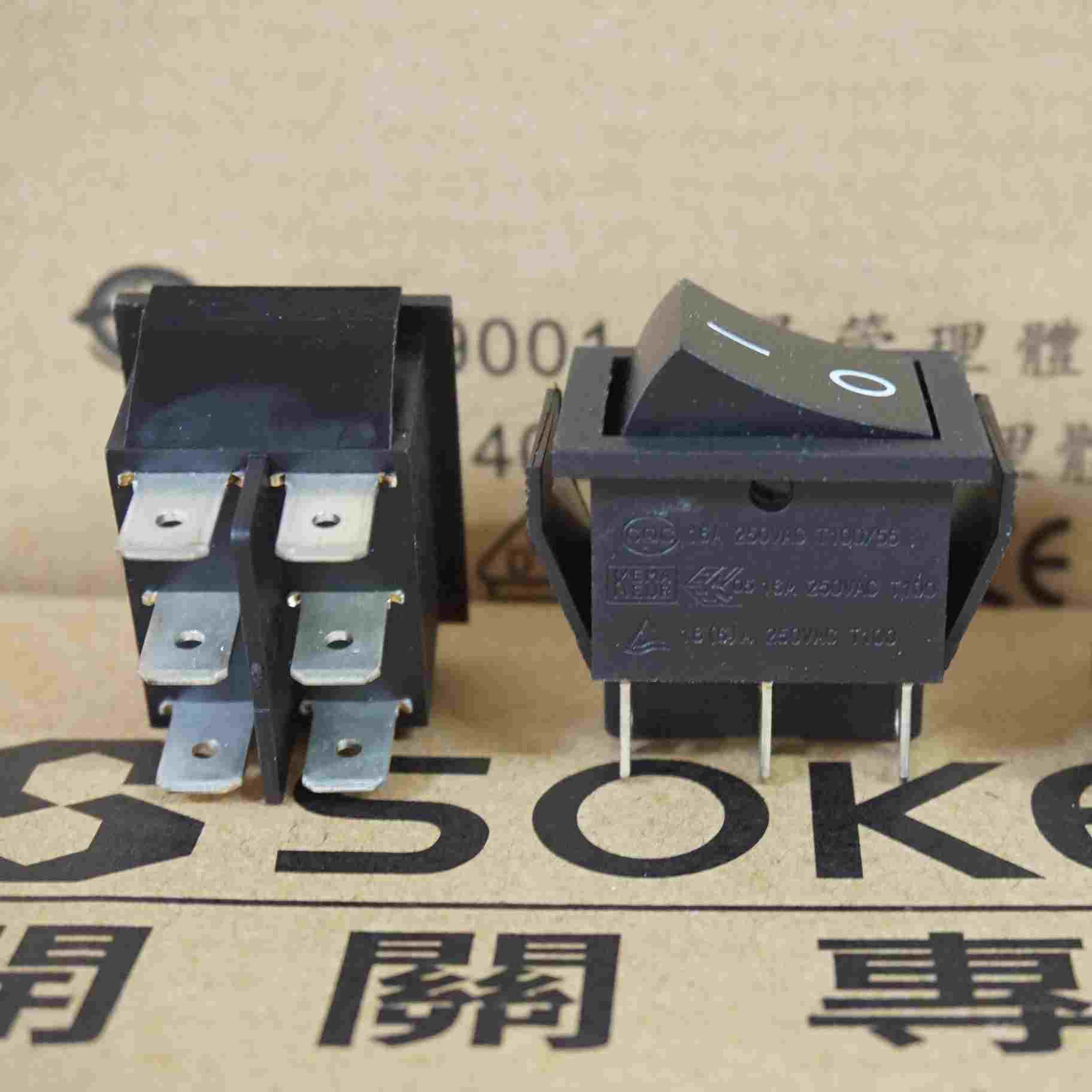 万事达SOKEN 全黑六脚二档船型开关 RK1-01 2X2