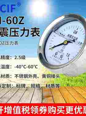 上海仪川 轴向不带边耐震压力YN-60Z YN-50Z抗震防震水压气压真空