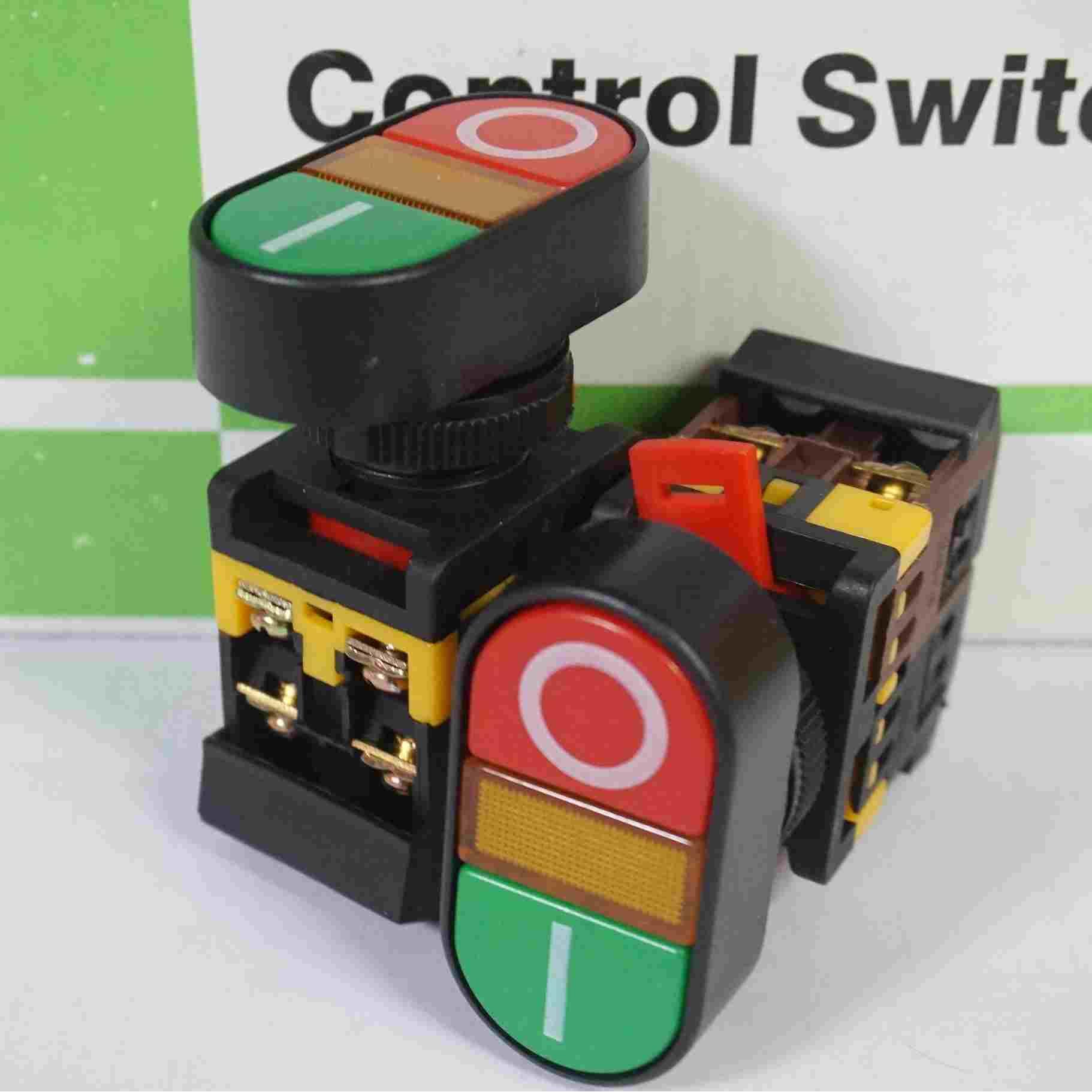 双位控制带灯按钮 APBB-22-25N  220VAC 红色+绿色 10A