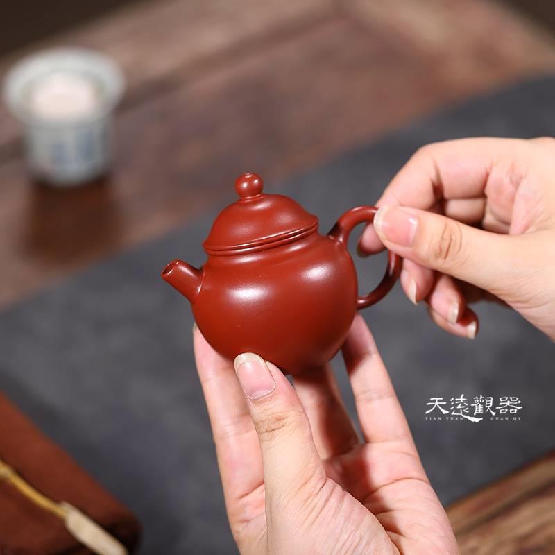 宜兴纯全手工紫砂壶朱泥大红袍球孔小容量龙蛋壶家用掇球壶泡茶壶